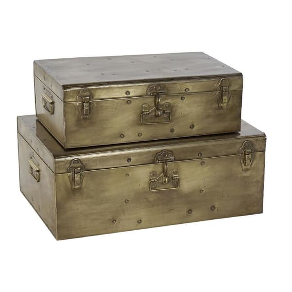 Kiste DKD Home Decor Grå Metal (2 pcs)