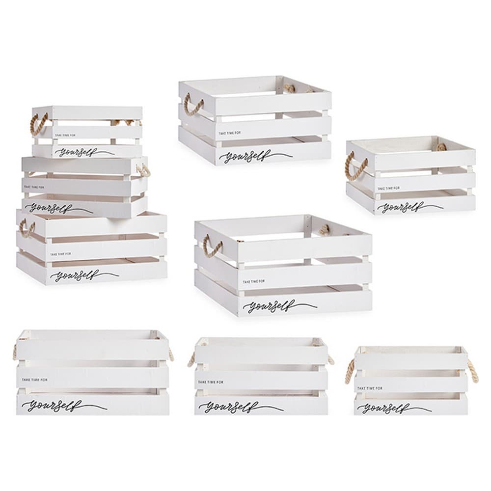 Uppsättning med Dekorativa Lådor Yourself Vit Trä (3 Delar)
