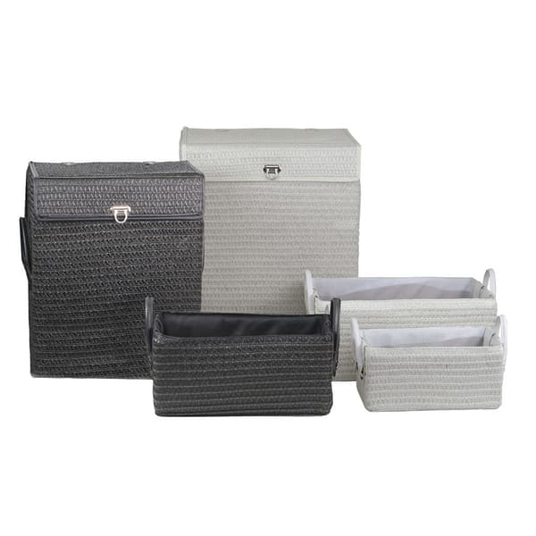 Multifunktionell korg DKD Home Decor Vit Svart polypropen 45 x 34 x 49 cm 4 Kg