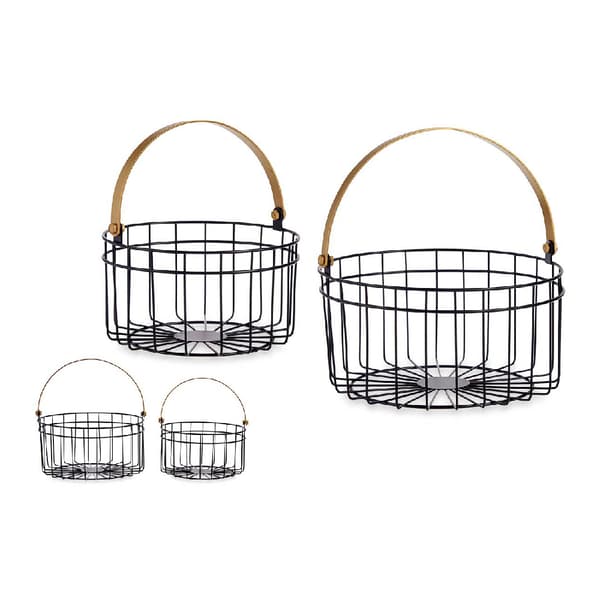 Kurv Sort Gylden Metal 25 x 27 x 25 cm (2 pcs)
