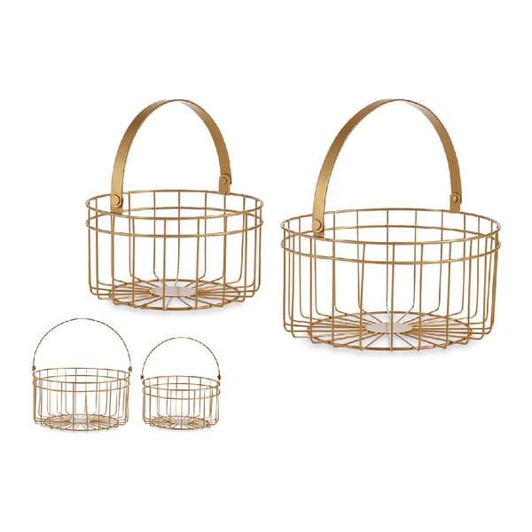 Multifunksjonell kurv Gift Decor JY19150G Gull Gyllen Metall 25 x 27 x 25 cm 2 Deler