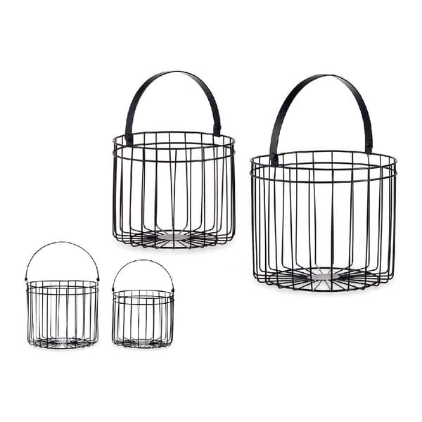 Kurv Sort Metal 25 x 35 x 25 cm Cylindriske (2 pcs)