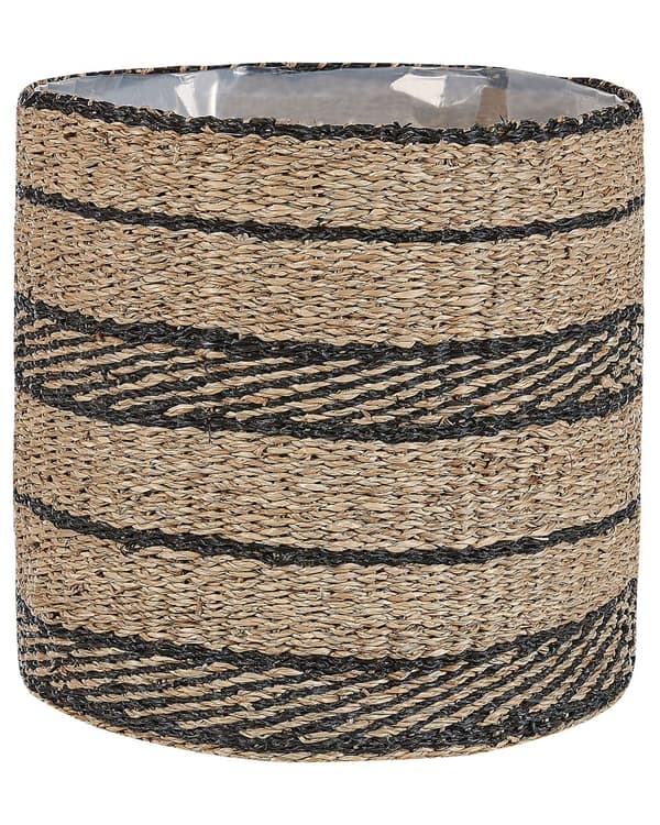 Set med 3 Blomkorgar Naturlig Sjögräs Blomkrukor med Fodring Inomhusbruk