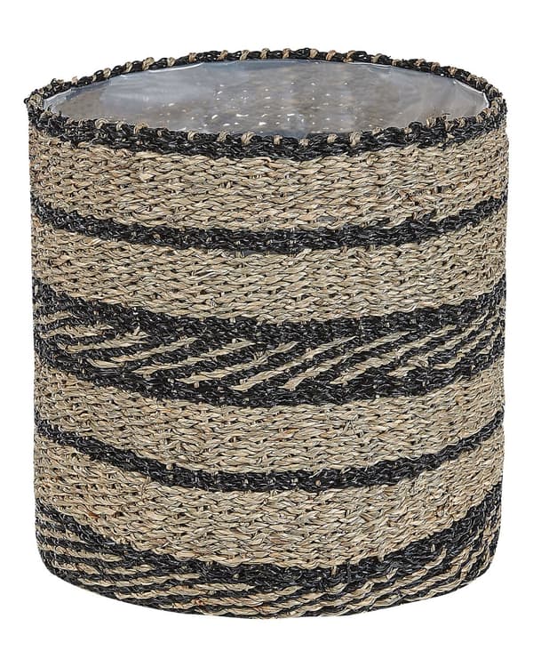 Set med 3 Blomkorgar Naturlig Sjögräs Blomkrukor med Fodring Inomhusbruk