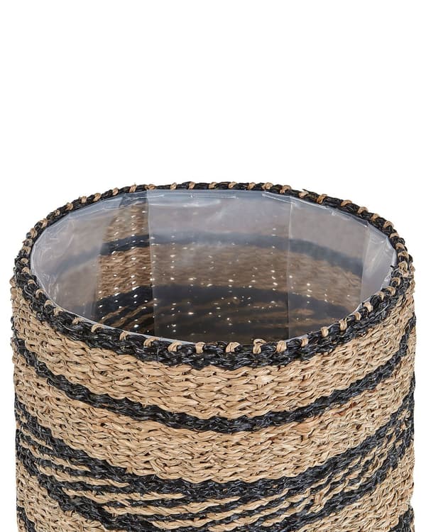 Set med 3 Blomkorgar Naturlig Sjögräs Blomkrukor med Fodring Inomhusbruk