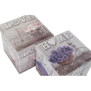 Multifunktionel Æske DKD Home Decor Foldbar Cykel PU (2 enheder) (34 x 34 x 34 cm)