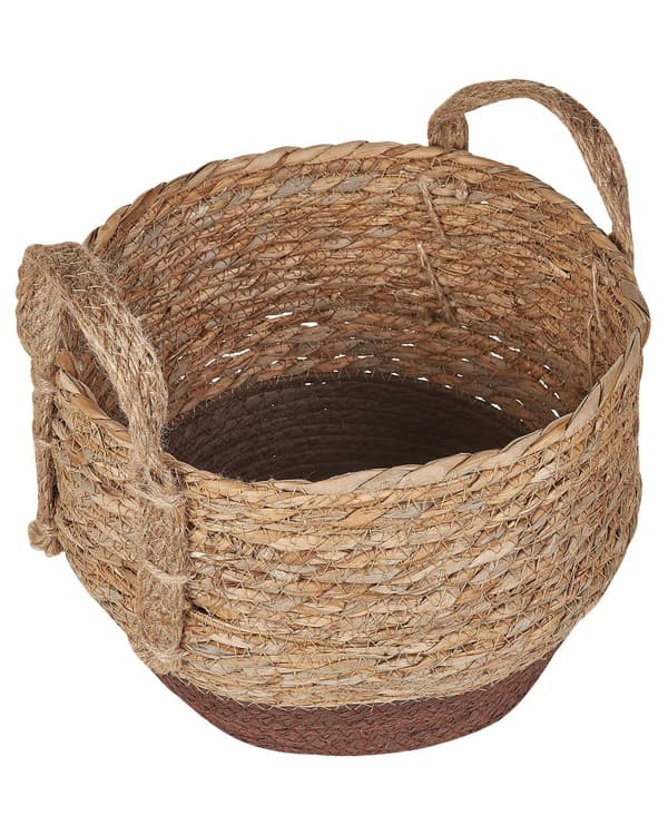 Set av 2 Växtkrukkorgar Natur Sjögräs Växtkrukor Inomhus Boho Stil