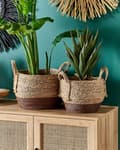 Miniatyrbild 2 av 8: Set av 2 Växtkrukkorgar Natur Sjögräs Växtkrukor Inomhus Boho Stil