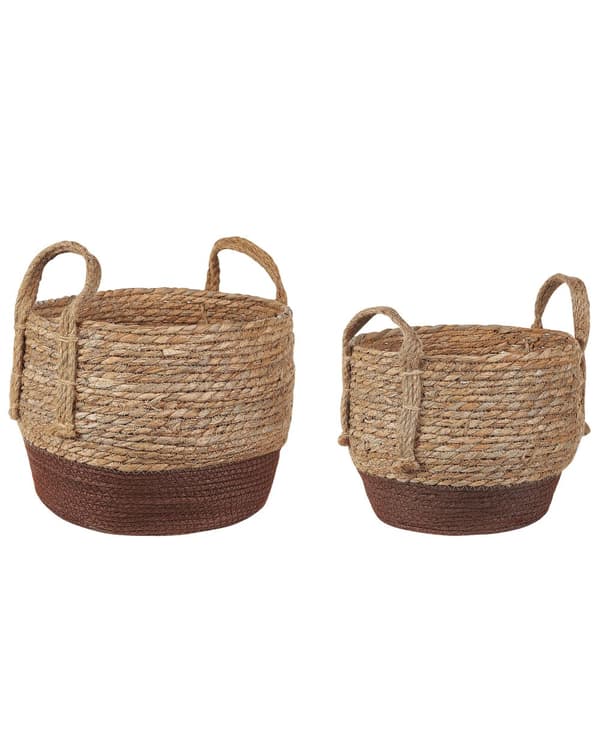Set av 2 Växtkrukkorgar Natur Sjögräs Växtkrukor Inomhus Boho Stil