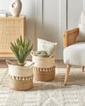 Pikkukuva 2 / 7: Koriruukku luonnollinen meriruoho 2 kpl kahvat boho tupsut maalaismainen beige yläosa