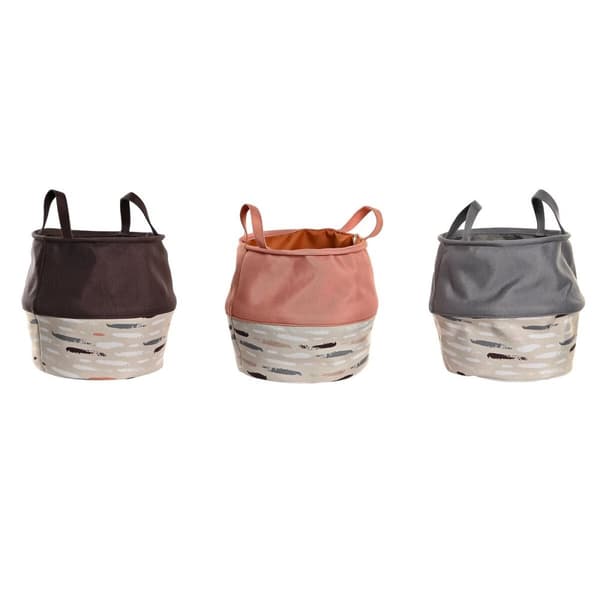 Skittentøyskurv DKD Home Decor Grå Oransje 28 x 28 x 30 cm (3 enheter)