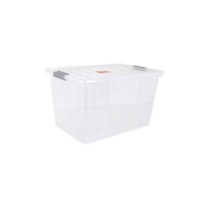 Förvaringslåda med lock Thais 80 L Transparent - BigBuy Home