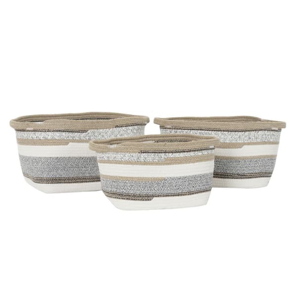 Kurvesæt DKD Home Decor Bomuld Jute (36 x 30 x 24 cm)
