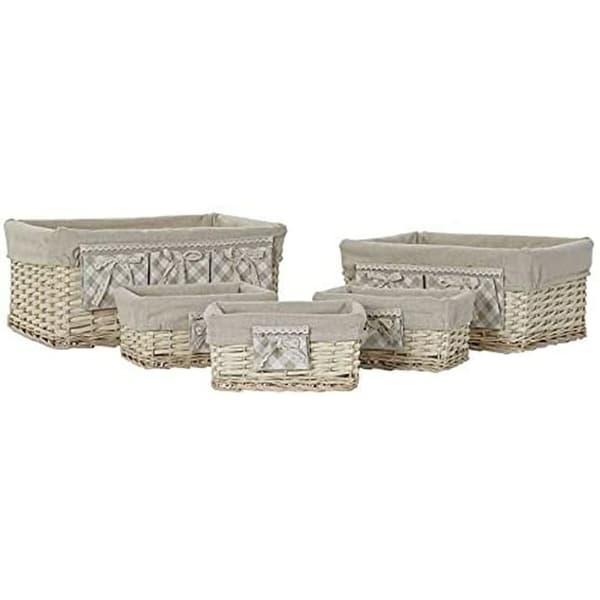 Kurvesæt DKD Home Decor Polyester flet Traditionel (48 x 38 x 22 cm)
