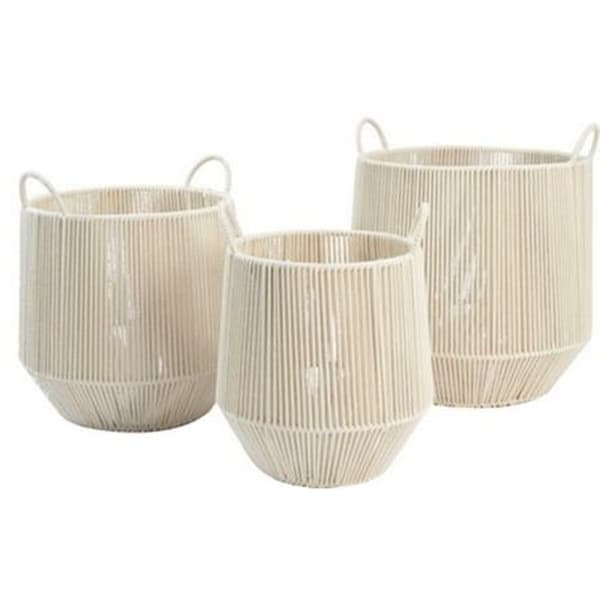 Kurvesæt DKD Home Decor Beige Metal Bomuld (38 x 38 x 45 cm)