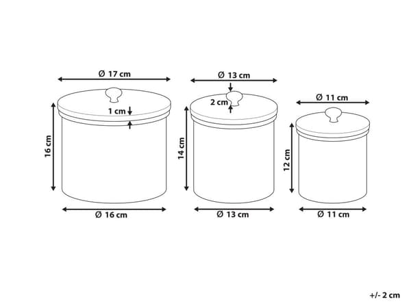 Sett med 3 beholdere Sølv Tre Aluminium ø 17 / 13 / 11 cm Krukker med lokk Rund form Oppbevaring Dekorativt tilbehør Industriell stil