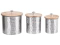 Miniatyrbilde 1 av 8: Sett med 3 beholdere Sølv Tre Aluminium ø 17 / 13 / 11 cm Krukker med lokk Rund form Oppbevaring Dekorativt tilbehør Industriell stil