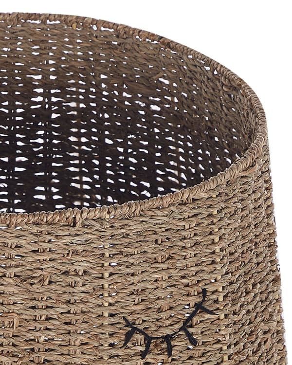 Kurv i naturfarve 60 x 68 x 60 cm søgræs jern bjørn låg børneværelse moderne stil