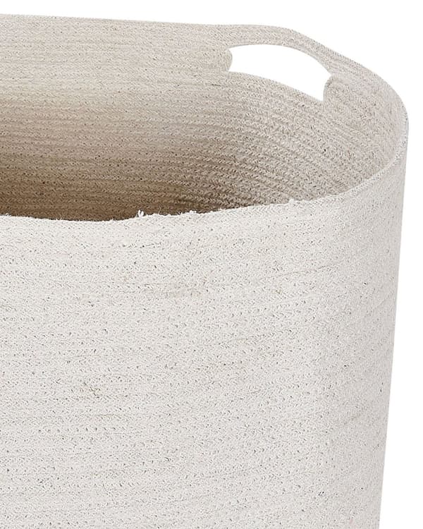 Set med 2 Bomull Förvaringskorgar Tvättkorgar Vit och Ljusbeige