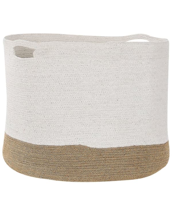 Kori valkoinen beige puuvilla juutti 2 kpl punottu perinteinen pyöreä ø 46 cm ø 51 cm