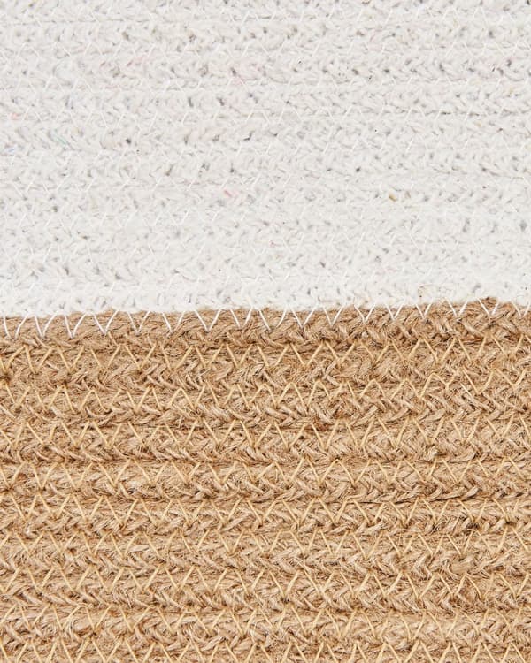 Kori valkoinen beige puuvilla juutti 2 kpl punottu perinteinen pyöreä ø 46 cm ø 51 cm