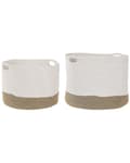 Pikkukuva 1 / 8: Kori valkoinen beige puuvilla juutti 2 kpl punottu perinteinen pyöreä ø 46 cm ø 51 cm