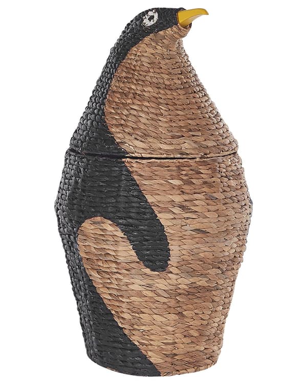Kori luonnonväri 40 x 68 x 40 cm vesihyasintti rauta puu pingviini kansi lastenhuone moderni