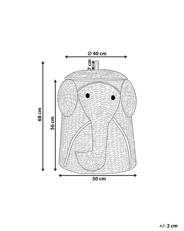 Kurv Natur Vannhyasint ø 50 cm Elefant Vevd Korg Oppbevaring Barnerom Tilbehør Dekorativ