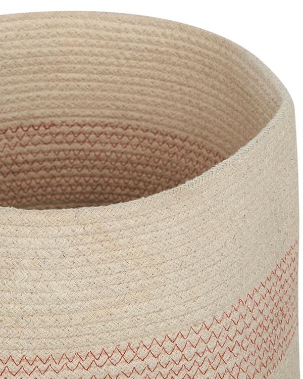 Opbevaringskurv Lys beige og pink bomuldsstribet med låg Vasketøjsbeholder Boho Dekorationstilbehør