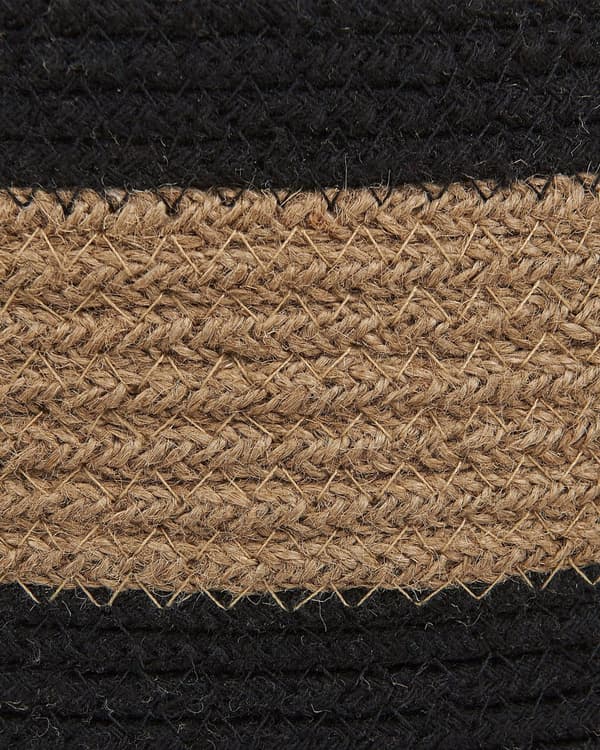Sæt med 2 Opbevaringskurve Beige og Sort Jute Stribet Mønster Vaskebeholdere Boho Dekorationstilbehør