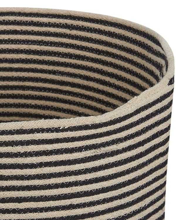 Opbevaringskurv Beige og sort bomuld stribet mønster vasketøjsbeholder Boho Dekorationstilbehør