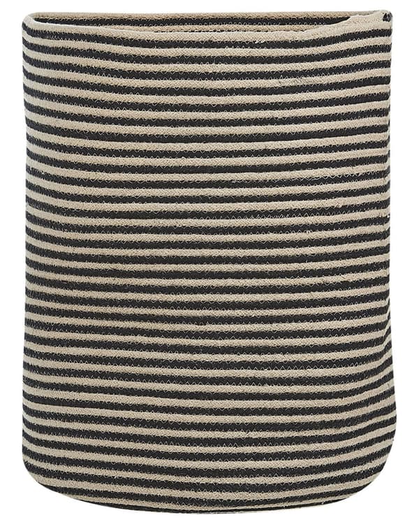 Kori beige musta 41 x 51 x 41 cm puuvilla pyöreä raidallinen konepestävä boho