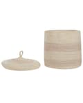 Miniatyrbilde 5 av 7: Sett med 2 Kurver Beige Rosa Bomull Stripete med lokk Vaskebokser Boho Tilbehør