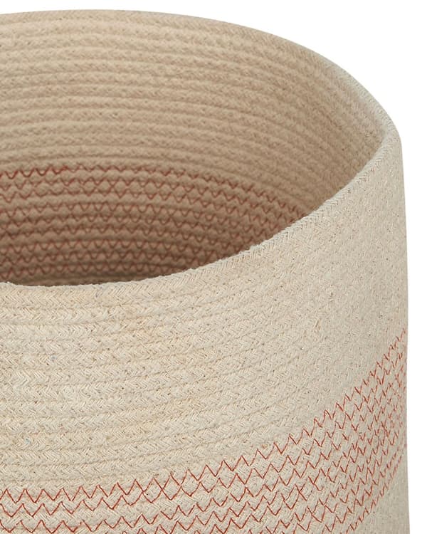 Sett med 2 Kurver Beige Rosa Bomull Stripete med lokk Vaskebokser Boho Tilbehør