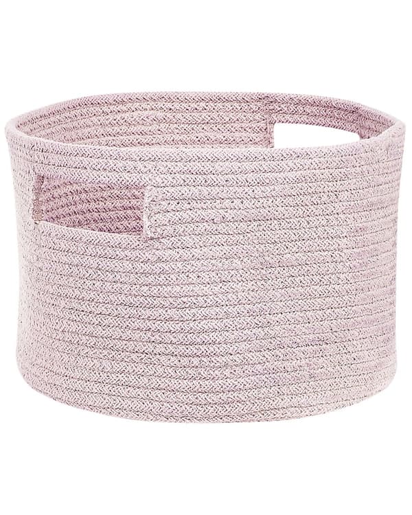 Sæt med 2 Opbevaringskurve Bomuld Pastel Pink Flettet Vasketøjskurv Stoflegetøj Opbevaringsbeholder