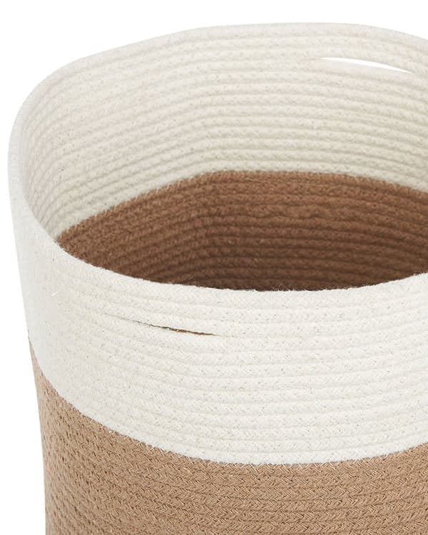 Sæt med 2 Opbevaringskurve Bomuld Beige og Hvid Flettet Vasketøjshæmmer Stofbeholder