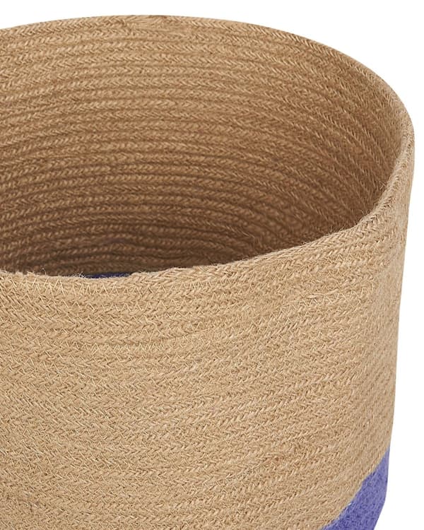 Sæt med 2 Opbevaringskurve Bomuld Beige og Violet Flettet Vasketøjskurve Stofbeholder