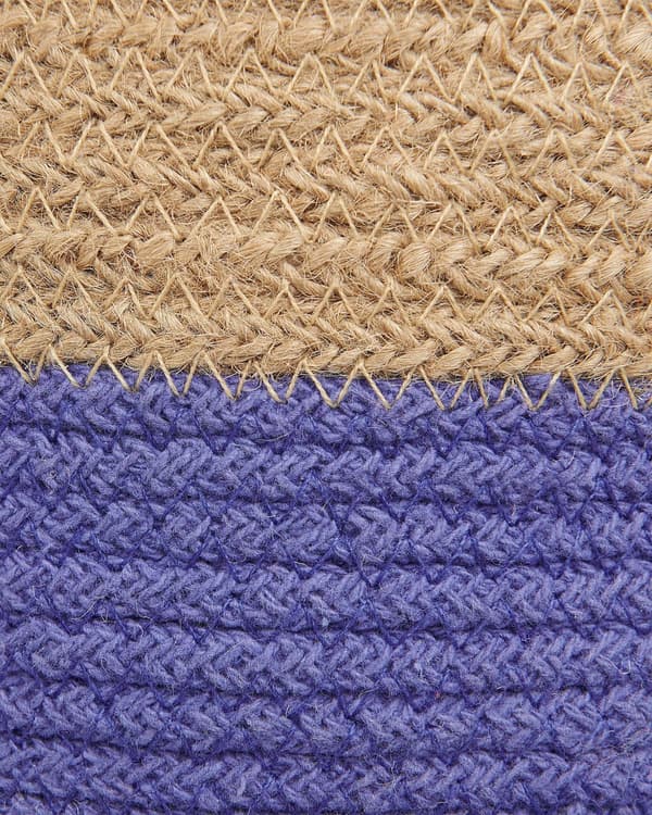 Sæt med 2 Opbevaringskurve Bomuld Beige og Violet Flettet Vasketøjskurve Stofbeholder