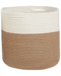 Pikkukuva 4 / 7: Kori beige valkoinen 34 x 31 x 34 cm puuvilla 2 kpl punottu kahvat moderni skandinaavinen
