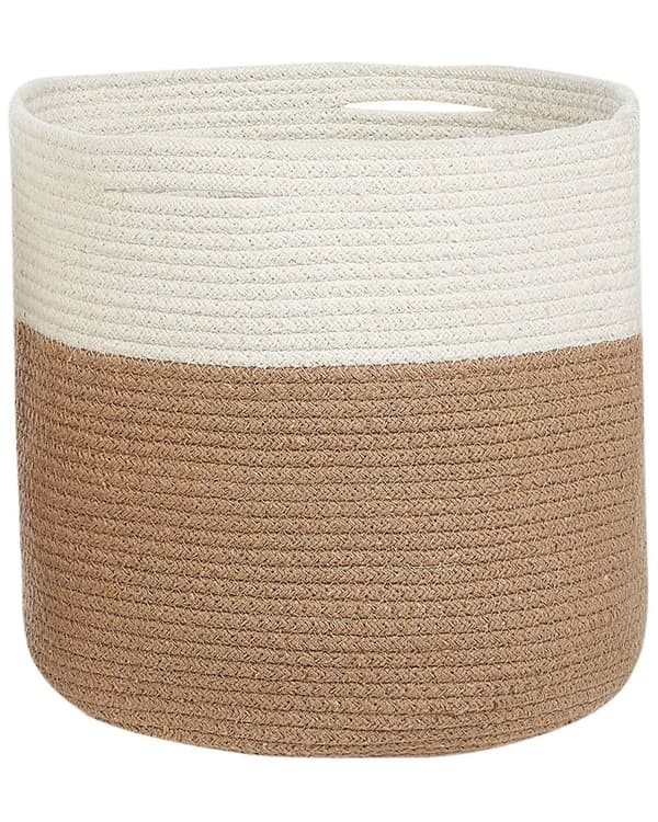 Kori beige valkoinen 34 x 31 x 34 cm puuvilla 2 kpl punottu kahvat moderni skandinaavinen