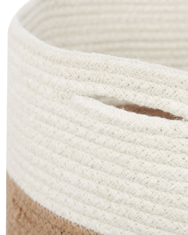 Kori beige valkoinen 34 x 31 x 34 cm puuvilla 2 kpl punottu kahvat moderni skandinaavinen