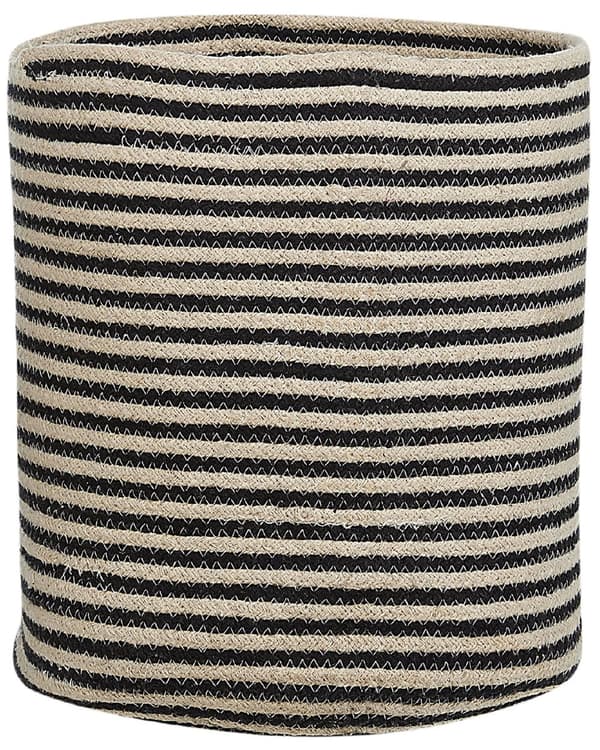 Sett med 2 Kurver Beige Svart Bomull Stripete mønster Boho Tilbehør Vaskebokser