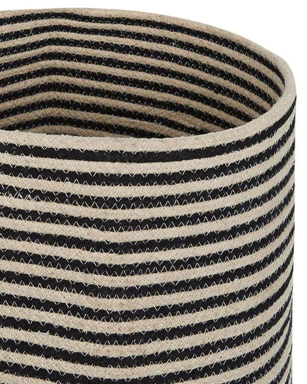 Sett med 2 Kurver Beige Svart Bomull Stripete mønster Boho Tilbehør Vaskebokser