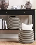 Miniatyrbilde 2 av 6: Sett med 2 Kurver Beige Svart Bomull Stripete mønster Boho Tilbehør Vaskebokser