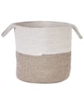 Pikkukuva 4 / 6: Kori valkoinen beige 2 kpl puuvilla pyöreä punottu kahvat rustiikkinen boho