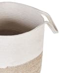 Pikkukuva 5 / 6: Kori valkoinen beige 2 kpl puuvilla pyöreä punottu kahvat rustiikkinen boho