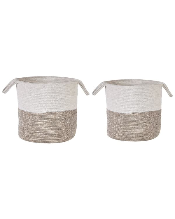 Kori valkoinen beige 2 kpl puuvilla pyöreä punottu kahvat rustiikkinen boho