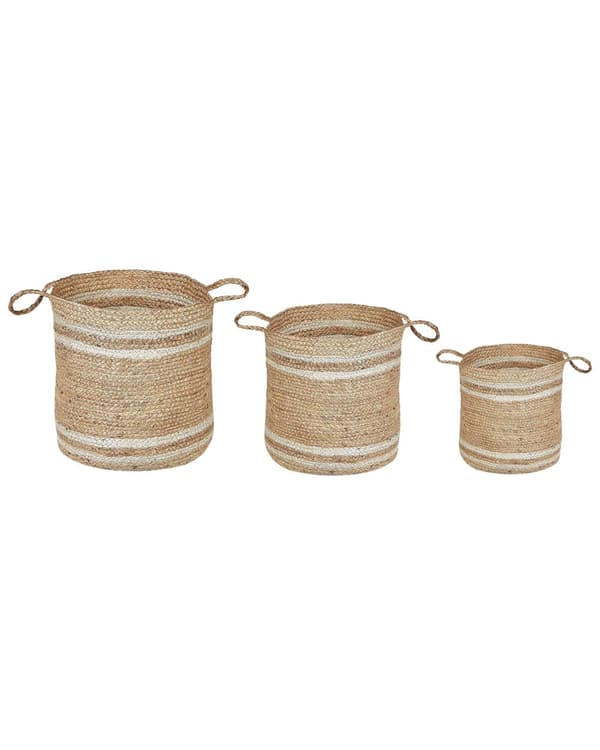 Kori luonnonväri beige 3 kpl juutti pyöreä kahvat käsin punottu rustiikkinen boho