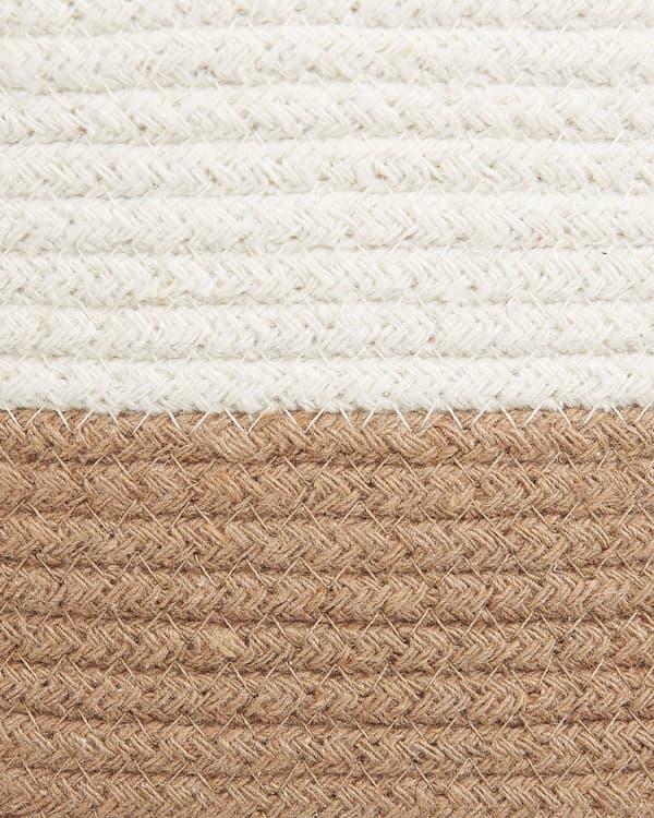 Set med 2 Förvaringskorgar Bomull Beige och Vit Flätade Tvättkorgar Tygkorgar