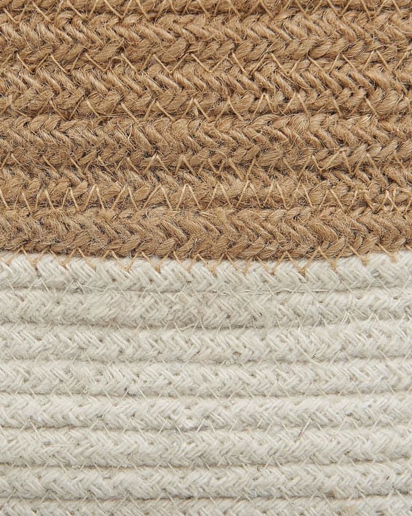 Set med 2 Förvaringskorgar Bomull Beige och Vit Flätade Tvättkorgar Tygkorgar